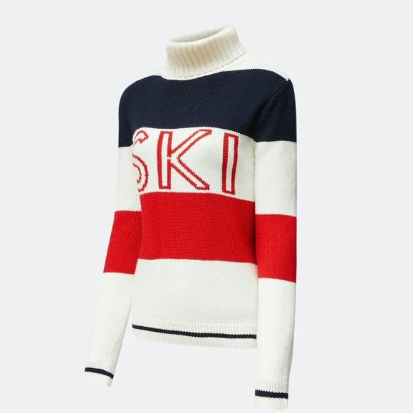 NWT Perfect moment frostine ski sweater in red/Snow White/navy - Picture 4 of 11